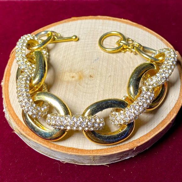 Vintage Jewelry - VTG| Gold-tone & Rhinestones Link Bracelet ✨